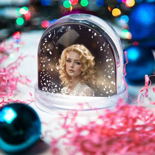 Игрушка Снежный шар Прекрасная голубоглазая девушка  - фото 3