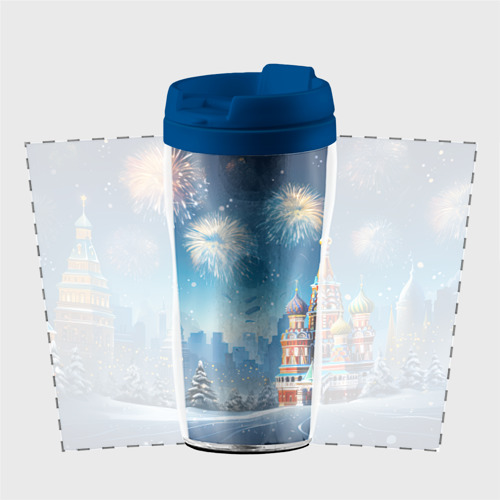 Термокружка-непроливайка Новогодняя   Москва, цвет синий - фото 2