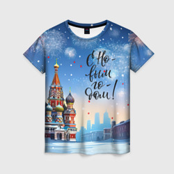 Женская футболка 3D С новым годом Москва