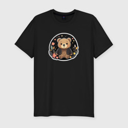 Мужская футболка хлопок Slim Милый плюшевый медвежонок в кофте