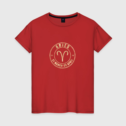 Женская футболка хлопок Aries золото Овен, цвет красный