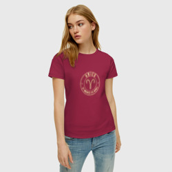 Женская футболка хлопок Aries золото Овен - фото 2