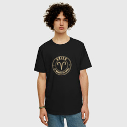 Мужская футболка хлопок Oversize Aries золото Овен - фото 2