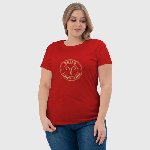 Женская футболка хлопок Aries золото Овен, цвет красный - фото 6