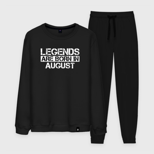 Мужской костюм хлопок Legends are born in August inscription, цвет черный