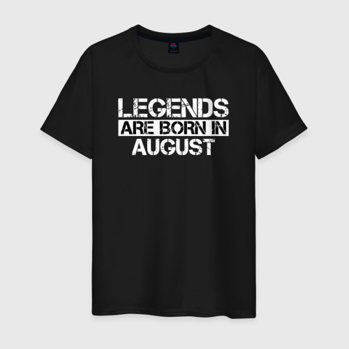 Мужская футболка хлопок Legends are born in August inscription, цвет черный