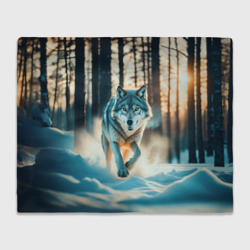 Плед 3D Волк в темном лесу