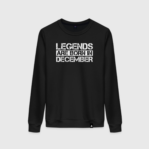 Женский свитшот хлопок Legends are born in December inscription, цвет черный