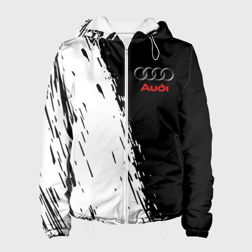 Женская куртка 3D AUDI черно белый стиль, цвет белый