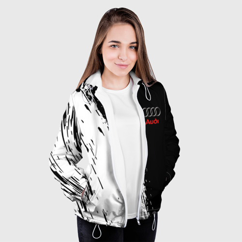 Женская куртка 3D AUDI черно белый стиль, цвет белый - фото 4