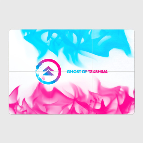 Магнитный плакат 3Х2 Ghost of Tsushima neon gradient style по-горизонтали