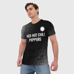 Мужская футболка 3D Red Hot Chili Peppers glitch на темном фоне посередине - фото 2