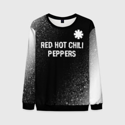Мужской свитшот 3D Red Hot Chili Peppers glitch на темном фоне посередине