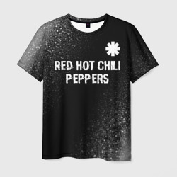 Мужская футболка 3D Red Hot Chili Peppers glitch на темном фоне посередине