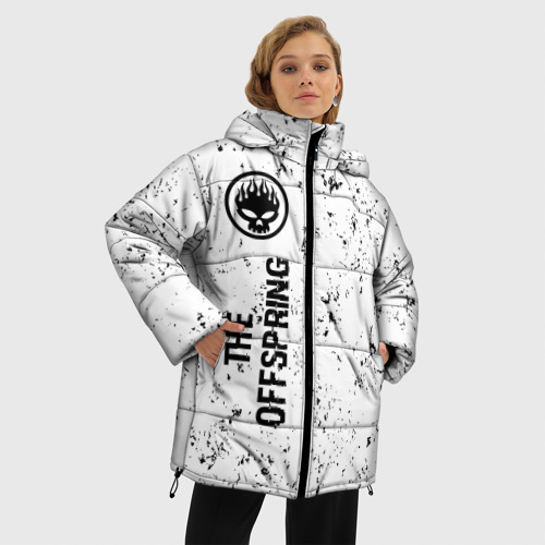 Женская зимняя куртка Oversize The Offspring glitch на светлом фоне по-вертикали, цвет черный - фото 3