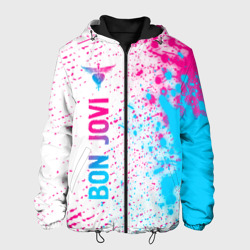 Мужская куртка 3D Bon Jovi neon gradient style по-вертикали