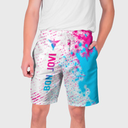 Мужские шорты 3D Bon Jovi neon gradient style по-вертикали