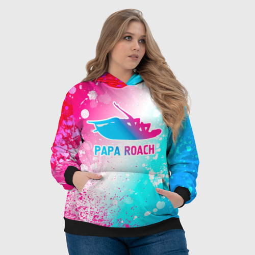 Женская толстовка 3D Papa Roach neon gradient style, цвет 3D печать - фото 6