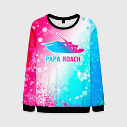 Мужской свитшот 3D Papa Roach neon gradient style
