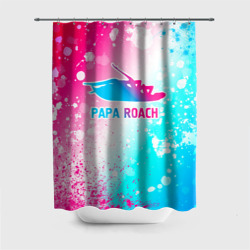 Штора 3D для ванной Papa Roach neon gradient style