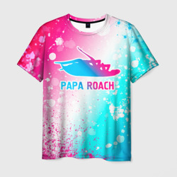 Мужская футболка 3D Papa Roach neon gradient style