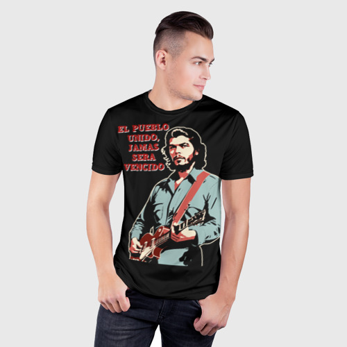 Мужская футболка 3D Slim с принтом Че Гевара с гитарой, фото на моделе #1