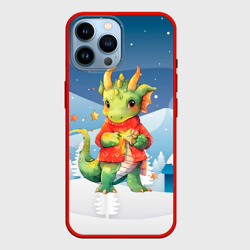 Новогодний дракон в свитере – Чехол для iPhone 14 Pro Max с принтом купить