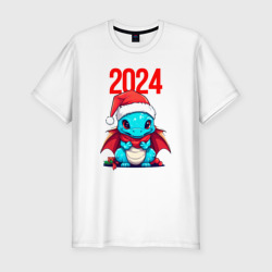 Мужская футболка хлопок Slim Милый   дракончик   2024