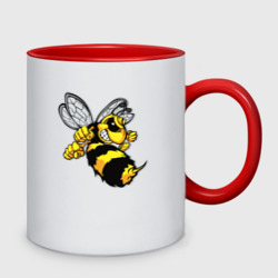 Кружка двухцветная Бойцовая пчела  с кулаками и жалом 