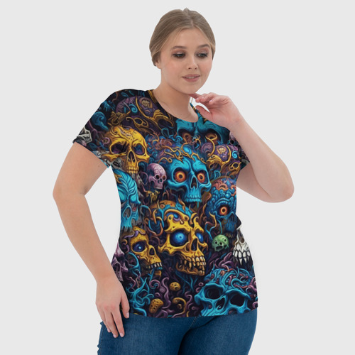 Женская футболка 3D с принтом Psy skulls, фото #4