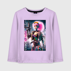 Детский лонгслив хлопок Cyber Barbie with gun - ai art