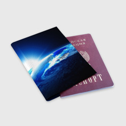 Обложка для паспорта матовая кожа Восход солнца в космосе - фото 2