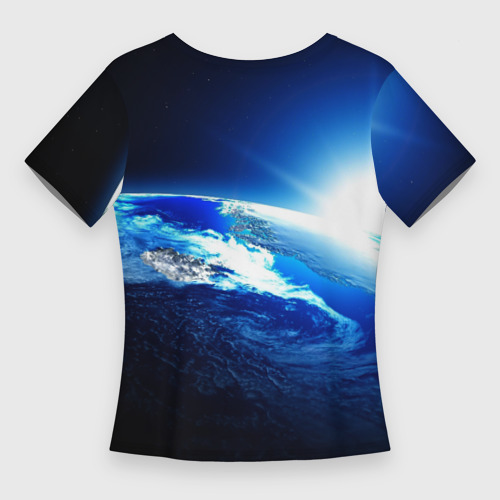 Женская футболка 3D Slim Восход солнца в космосе, цвет 3D печать - фото 2
