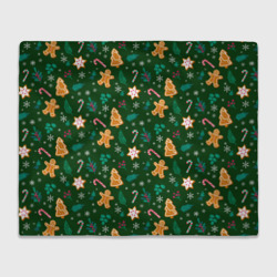 Плед 3D New year pattern with green background