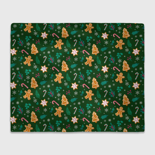 Плед 3D New year pattern with green background, цвет 3D (велсофт)