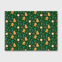 Альбом для рисования New year pattern with green background