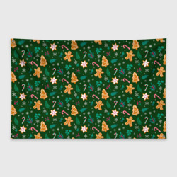 Флаг-баннер New year pattern with green background