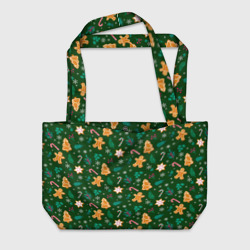 Пляжная сумка 3D New year pattern with green background