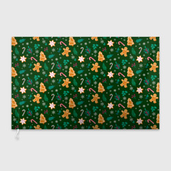 Флаг 3D New year pattern with green background