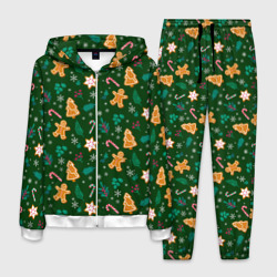 Мужской костюм 3D New year pattern with green background