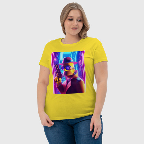 Женская футболка хлопок Гомер Симпсон - городской детектив - нейросеть, цвет желтый - фото 6