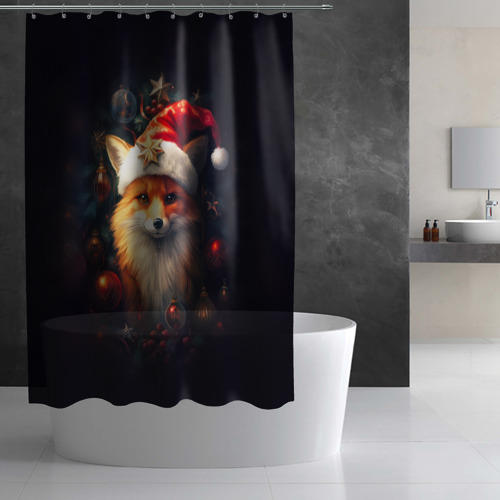 Штора 3D для ванной New year 's fox - фото 2