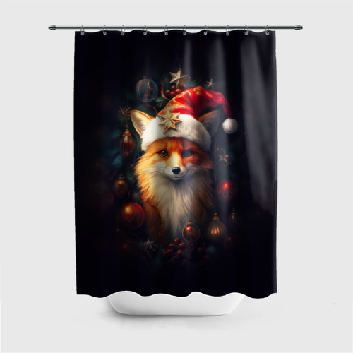 Штора 3D для ванной New year 's fox