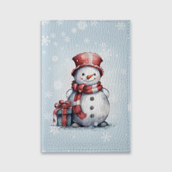 Обложка для паспорта матовая кожа New Year's cute snowman