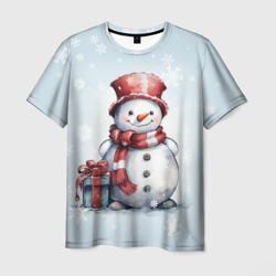 Мужская футболка 3D New Year's cute snowman