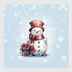 Магнитный плакат 3Х3 New Year's cute snowman
