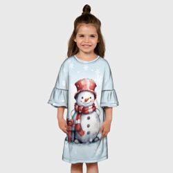 Детское платье 3D New Year's cute snowman - фото 2