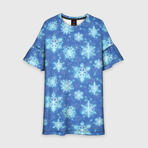 Детское платье 3D Pattern with bright snowflakes, цвет 3D печать