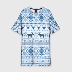 Детское платье 3D Blue sweater with reindeer