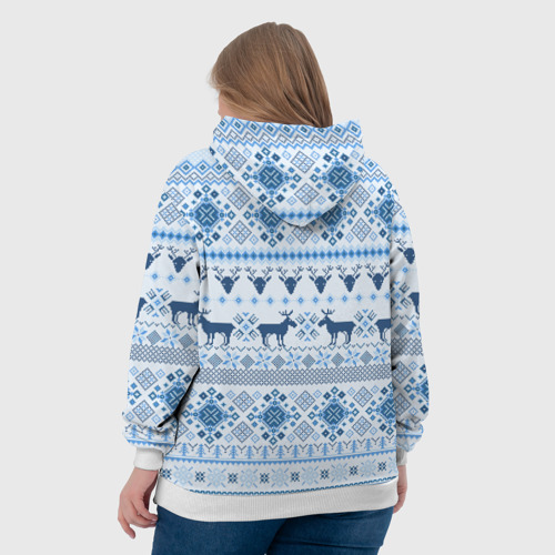 Женская толстовка 3D Blue sweater with reindeer, цвет 3D печать - фото 7